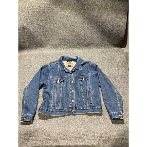 Route 66 Denim Jacket Women’s Size Large Blue Long Sleeve Button Up - Picture 1 of 9